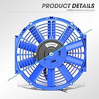 Vista 7 de DNA Motoring Ventilador de radiador delgado de refrigeración eléctrica de alto rendimiento de 10 pulgadas con kit de montaje, azul, RAF-10-BL+FMK