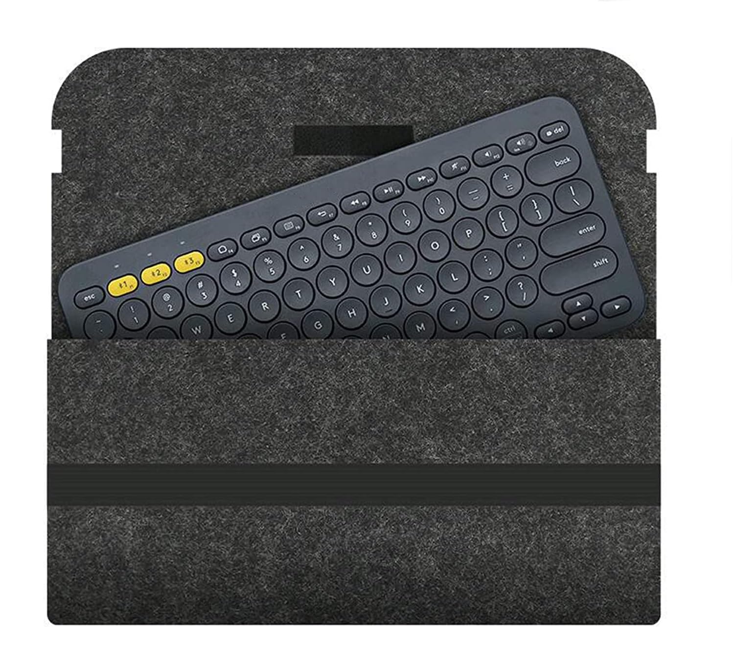 GREENSHEEP Felt Sleeve for Logitech K380 Bluetooth Multi-Device Wireless Keyboard - Travel Case for Office - Dark Grey (Keyboard Not Included)
