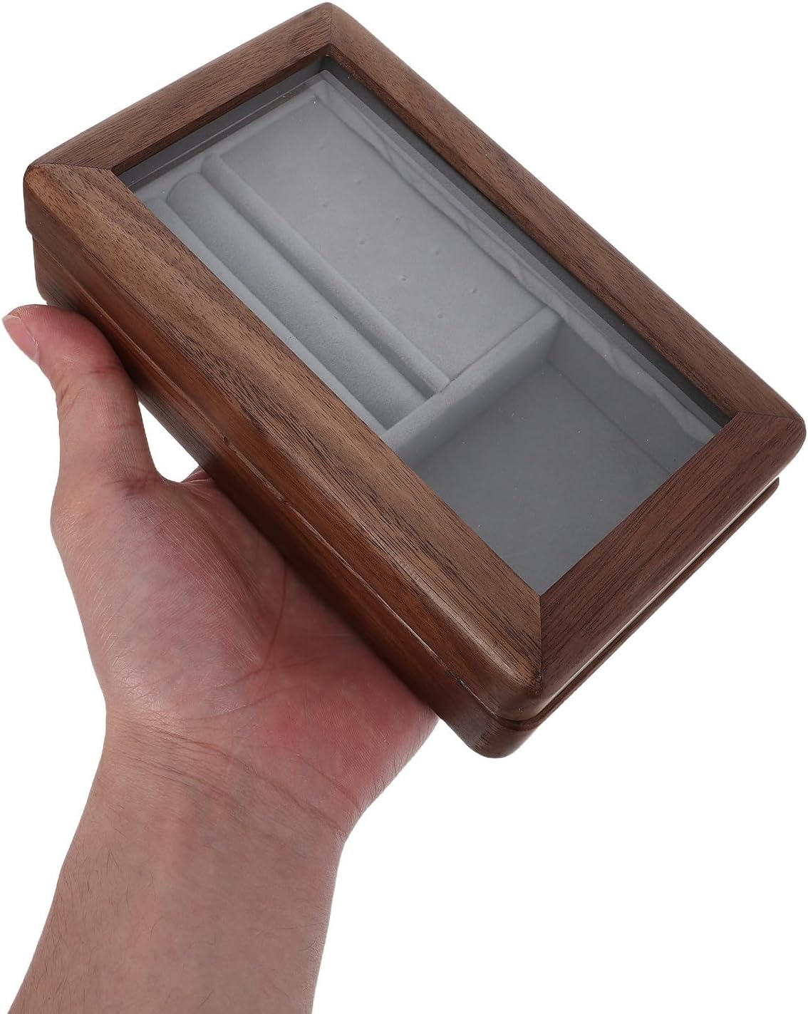 Lurrose Vintage Walnut Wooden Jewelry Box with Lid and Large Compartment Layout for Spacious Organization, Jewelry Organizer for Bracelets and Small Collectibles, for Gifting image 4