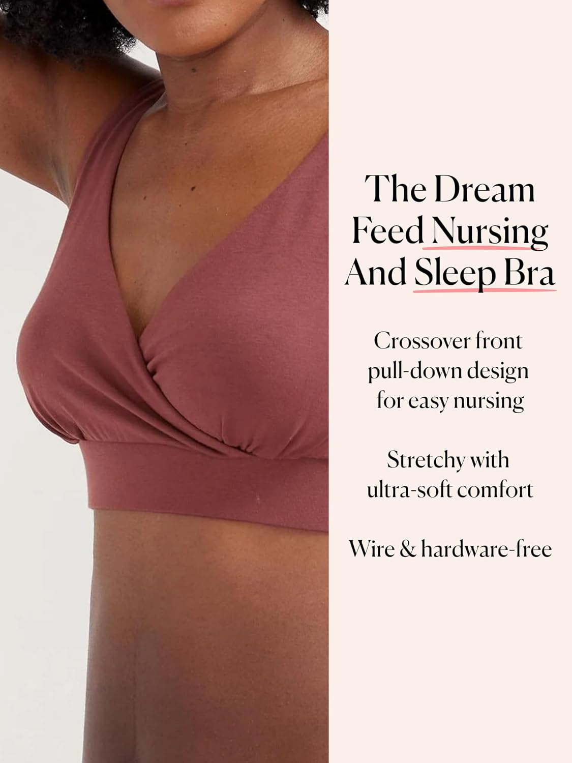 HATCH The Dream Feed Nursing & Sleep Bra, Stretchy & Wireless with Crossover Pull-Down Design for Breastfeeding