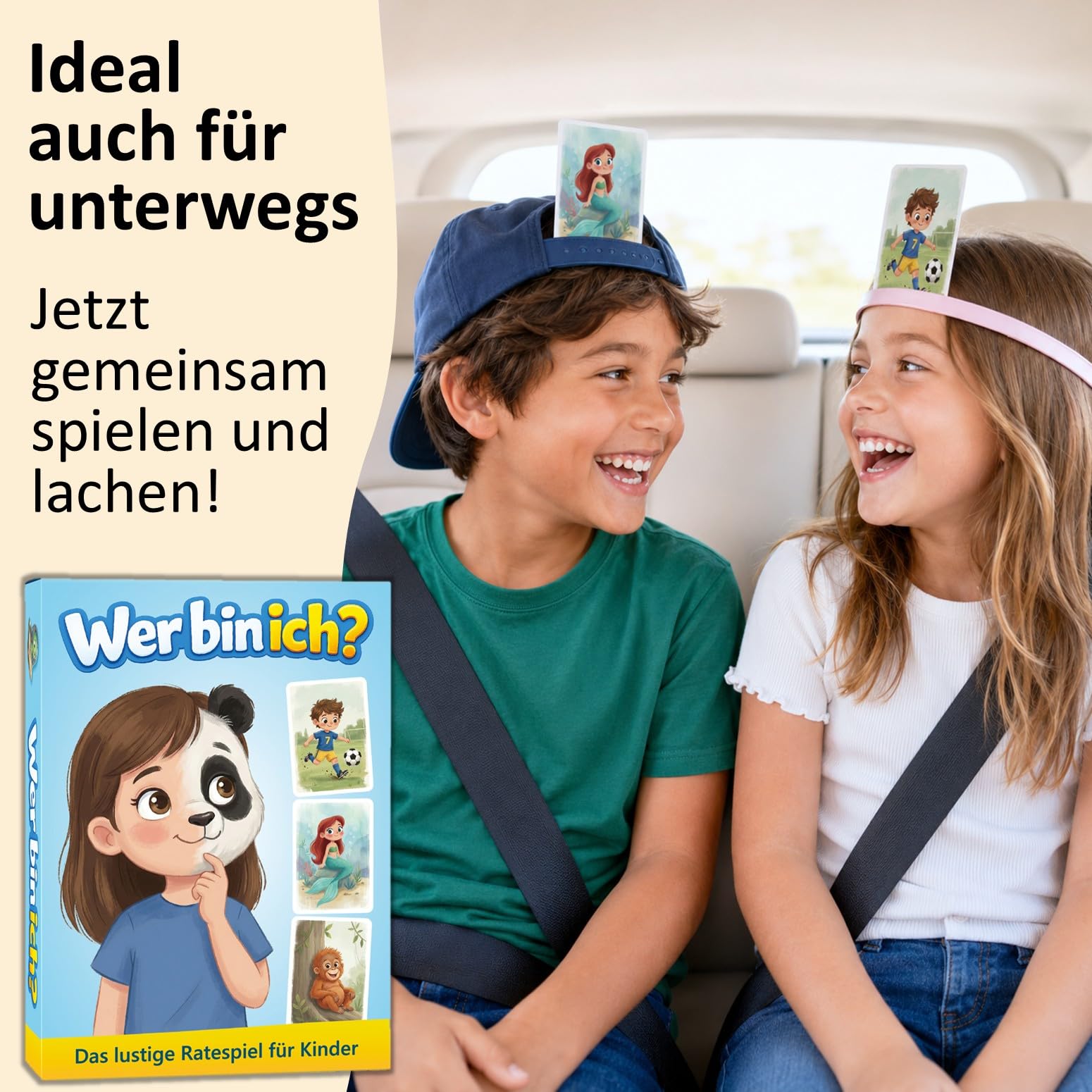GLÜCKSWOLKE - Wer Bin ich? Spiel für Kinder I Lustiges Ratespiel für zuhause & unterwegs I Spiele ab 5, 6, 7, 8, 9 Jahre I Spielzeug, Kinderspiele, Reisespiele I Geschenk für Mädchen & Jungen