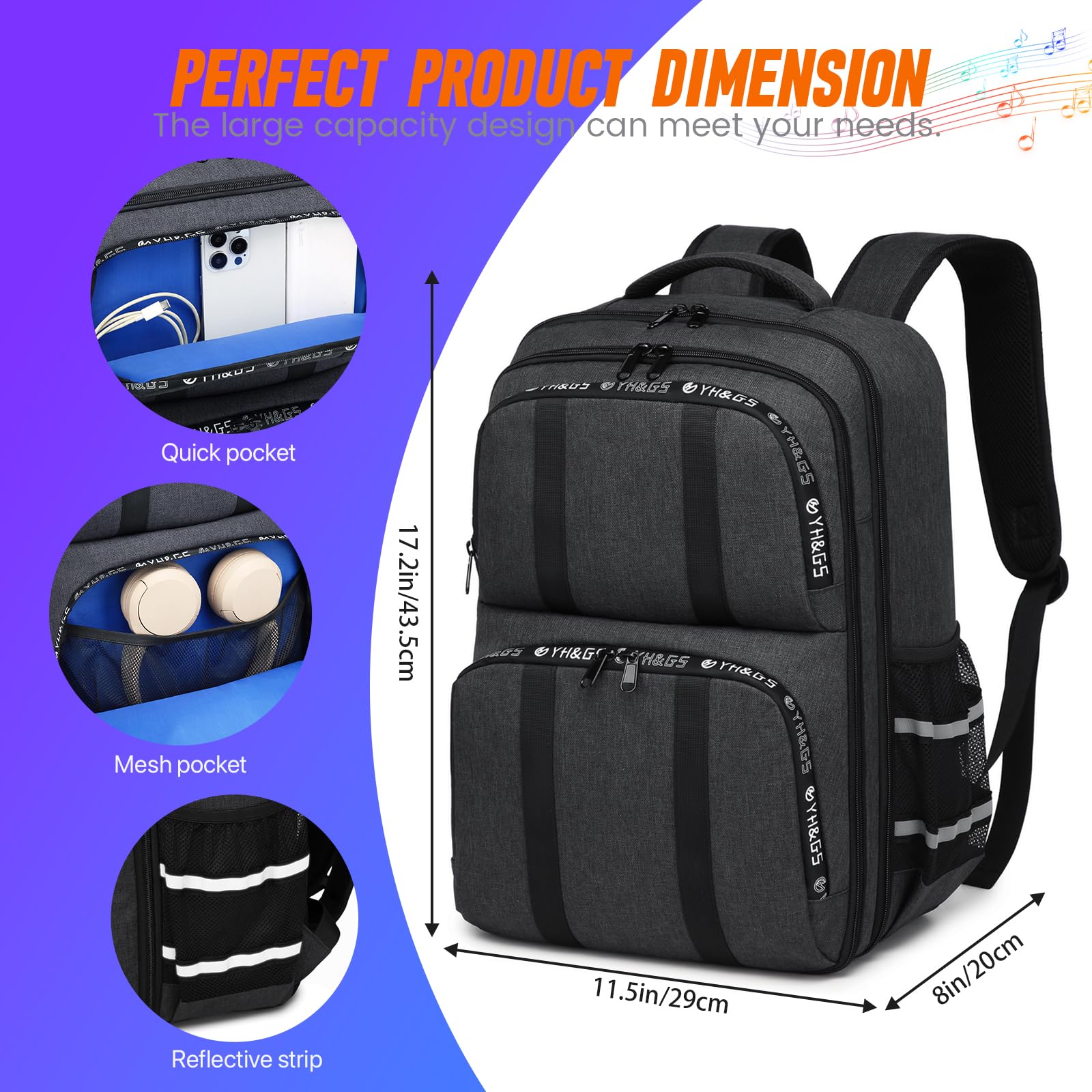 RUCYEN Custodia da viaggio per mixer audio, zaino per mixer DJ compatibile con RODECaster Pro, RODECaster Pro II, RC Duo, custodia per podcast per microfoni e altre attrezzature per podcast