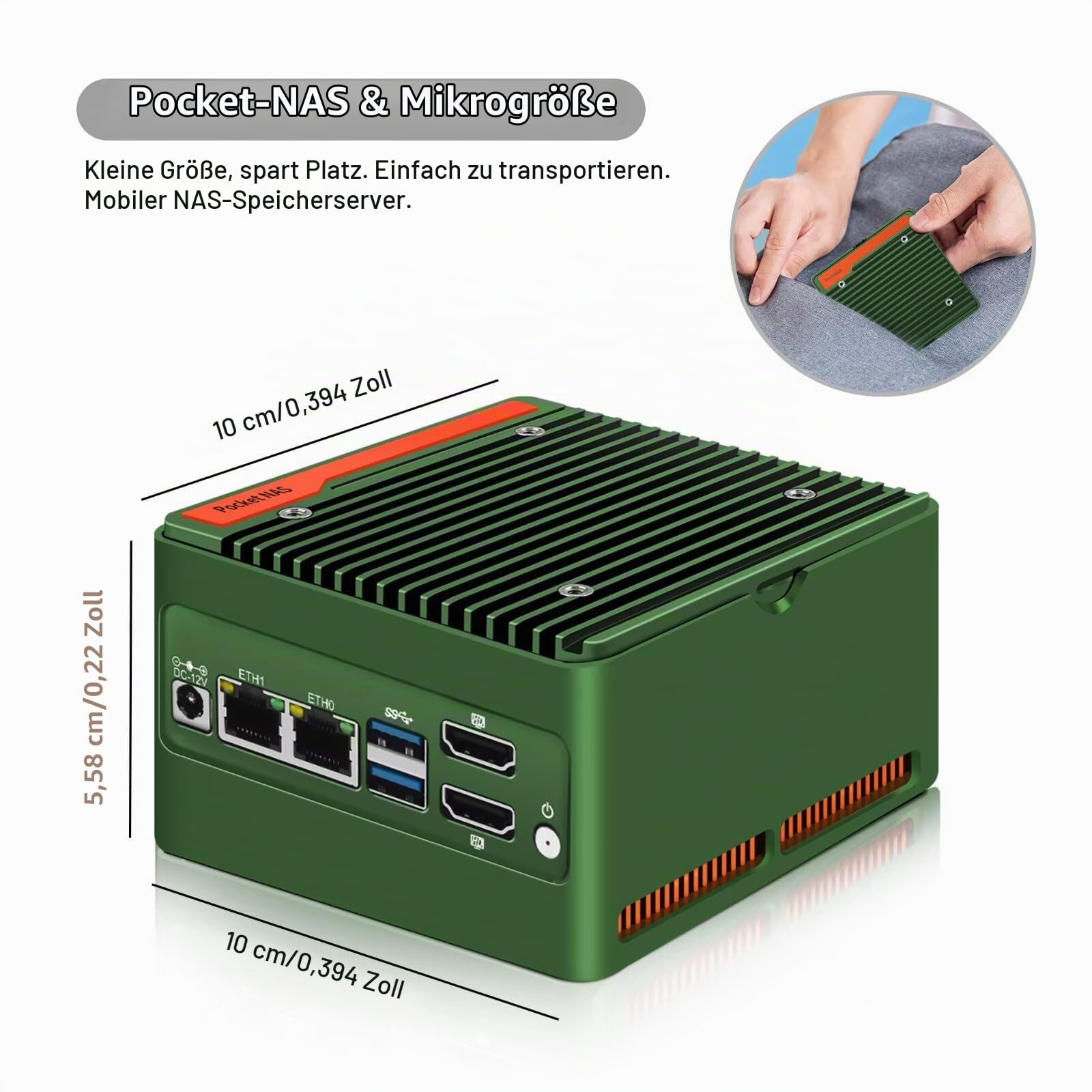 4 Bay NAS Mini PC Low Power N150, 4 x NVMe Micro NAS Server with Dual 2.5GbE i226V, Network Attached Storage for Home Pocket with USB3.2, Barebone (NO RAM/SSD/System)