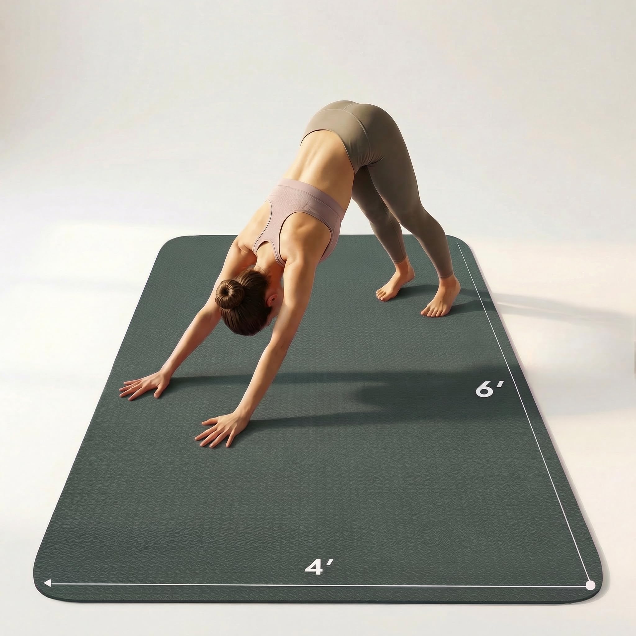 Large Yoga Mat 6'x 4'(72”x 48”)—1/4" &1/3" Extra Wide Exercise Mat 183cm x 122cm Large Exercise Mat Big Home Yoga Mat Pilates Mat,Non Slip,Thick,TPE Workout Mat,for Women & Men, Yoga, Pilates, Gym and Floor Workouts Pilates