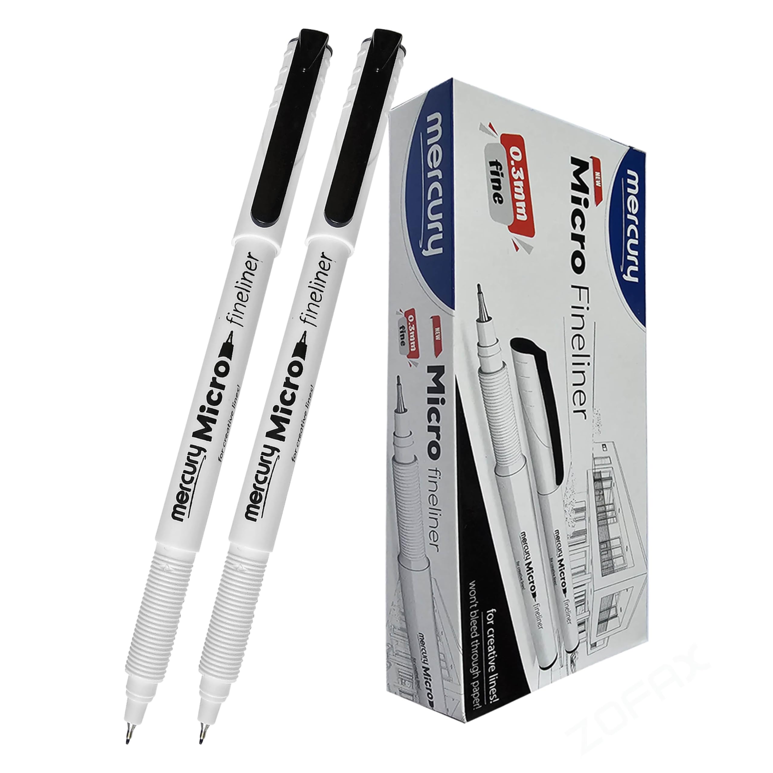 MERCURY MicroF03 Fineliner Pens, BLACK, Ultra Fine Point (0.3 mm), Pack of 20, Fineliners Fine Line for Drawing Sketching Writing Colouring Taking Notes