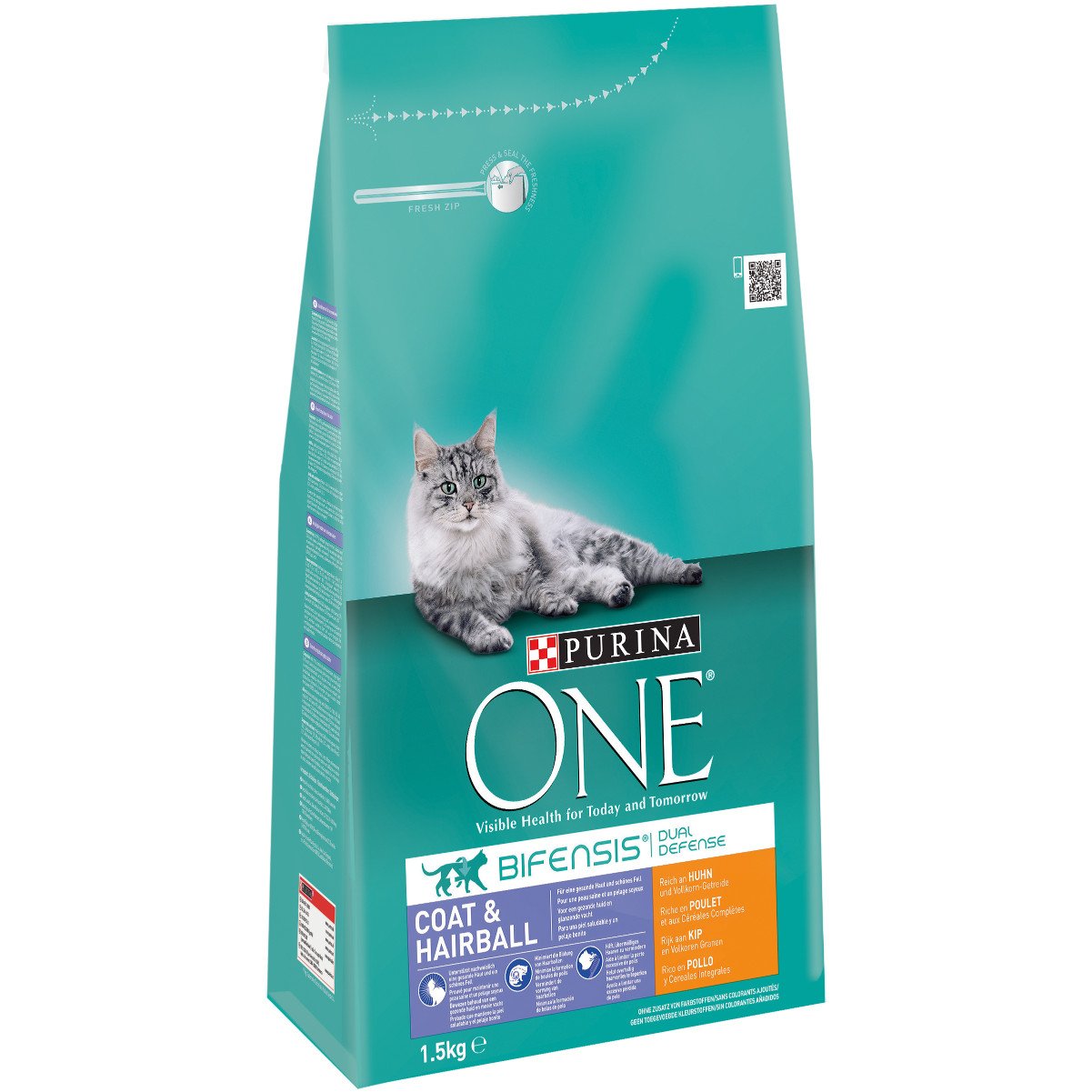 Purina ONE Bifensis Pienso para Gato, Pelaje y Bolas de Pelo con Pollo y Cereales, Bolsa de 1,5kg
