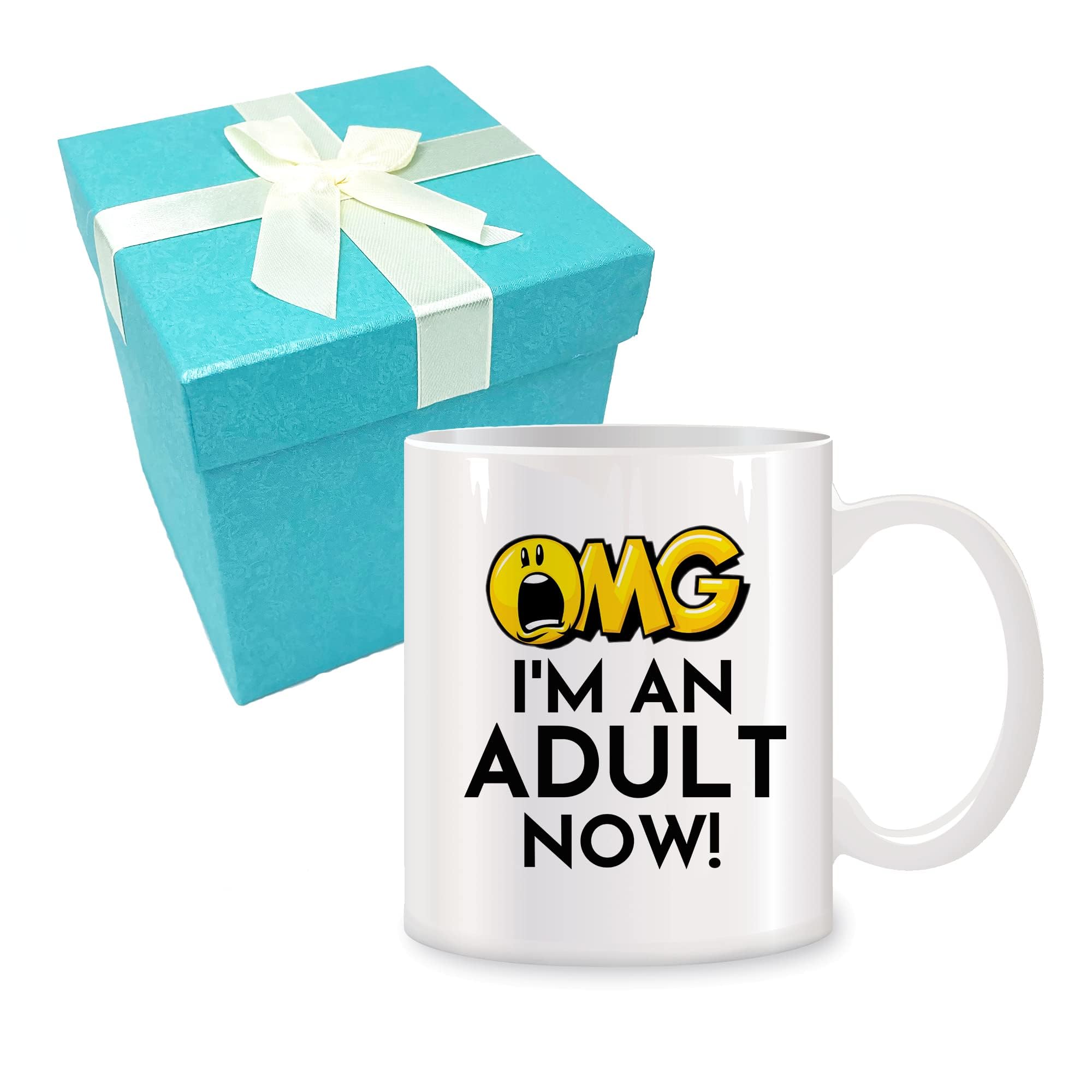 18th Birthday Coffee Mug 11oz, Graduation Gift - OMG I'm An Adult Now, Adult Gifts For Son, Daughter, Best Friend, Senior High School Graduation