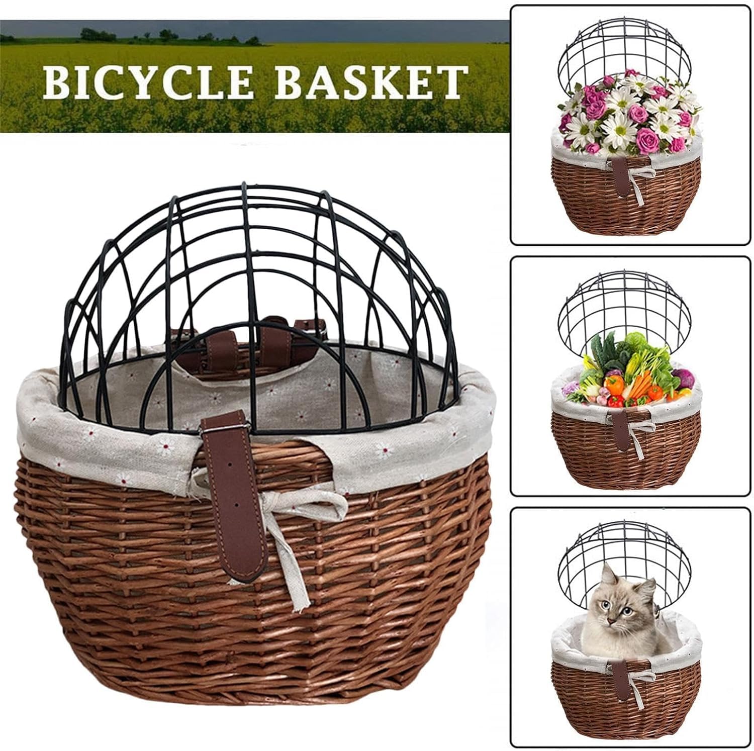 ペット用カゴ　ホワイト×レッド Amazon | SURD 犬 自転車バスケット ペット用 猫&犬用 自転車