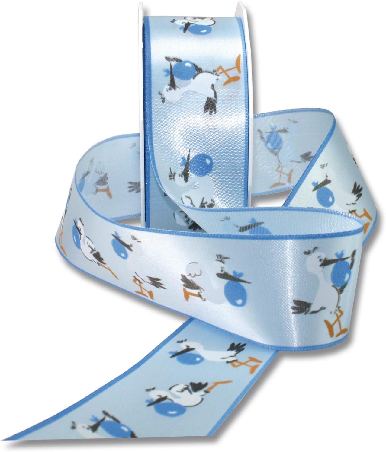 Präsent ADEBAR Printed Double Face Satin Ribbon, Light Blue, 40 mm-20 m