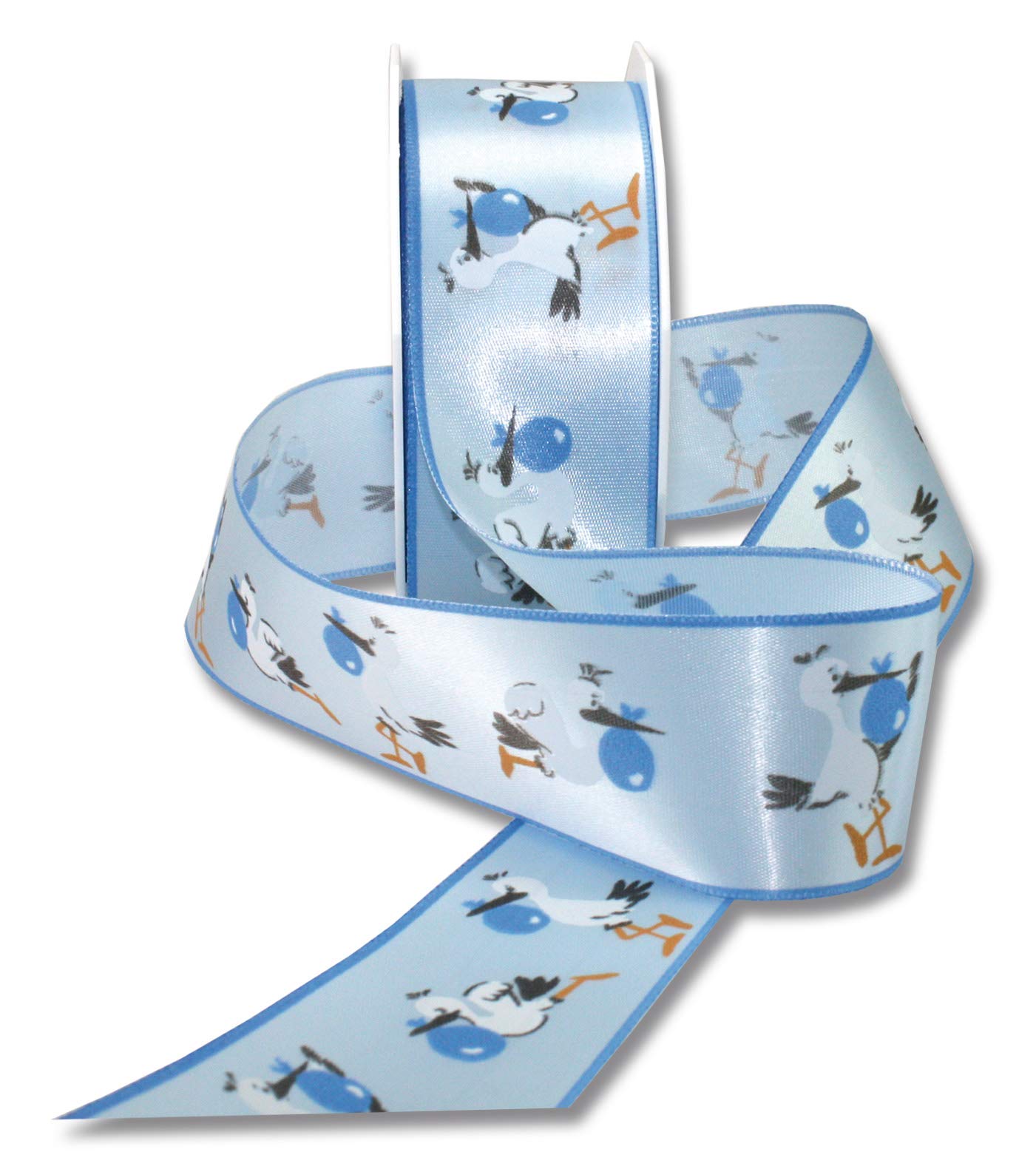 Präsent ADEBAR Printed Double Face Satin Ribbon, Light Blue, 40 mm-20 m