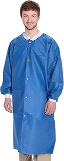 Disposable Lab Coats for Adults with 3 Pockets, Disposable Lab Coat Women and Men, SMS Painting Lab Coat Disposable
