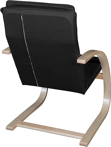 Miniatura 6 de Silla reclinable de madera curvada Niche Mia, de nogal mokabeige, Madera Algodón, NaturaNegro