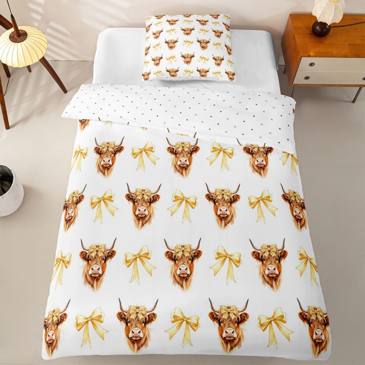 Homewish Kawaii Hochland Rind Bettwäsche 135x200 Set 4teilig