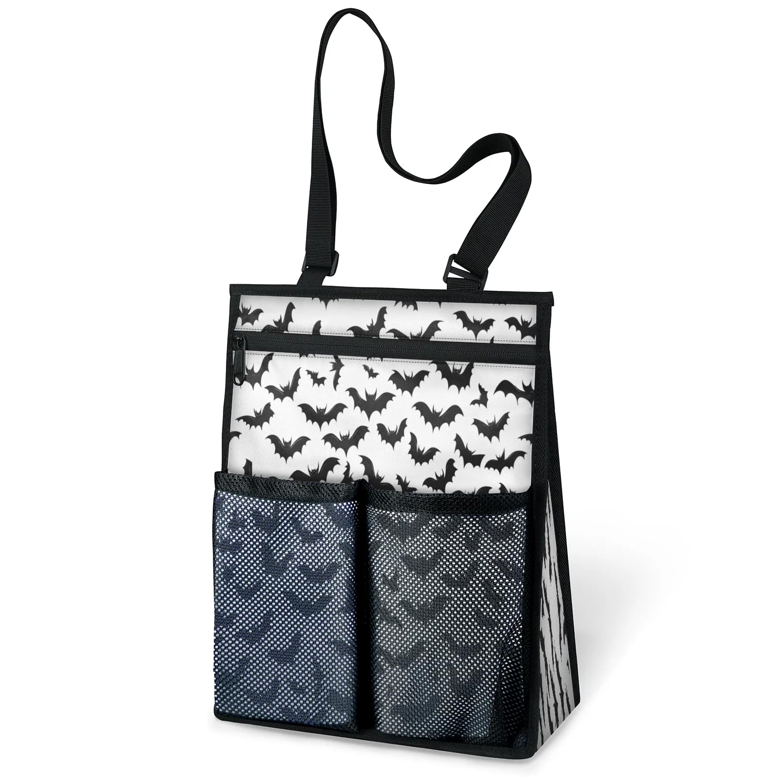 Ourtheme Black Bats Portable Shower Bag for Travel Gym Camp Beach Tote Shower Caddy Bags Hanging Toiletry Organizer