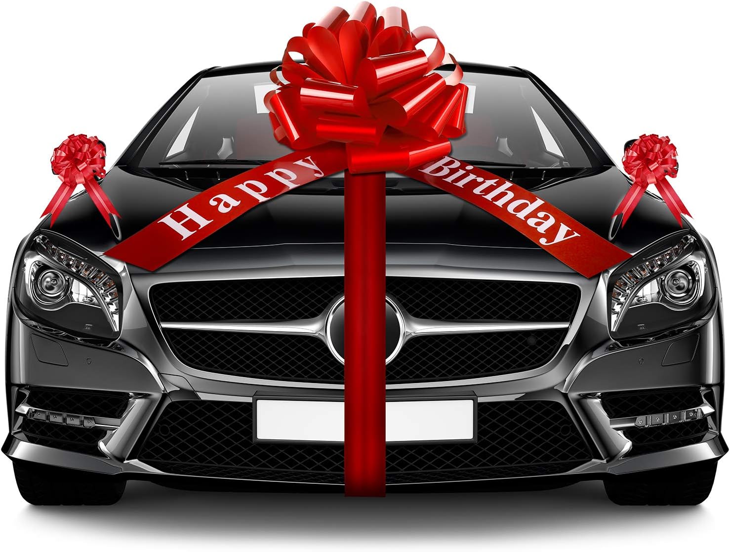 WILLBOND20 Inches Red Car Bow Happy Birthday Large Car Ribbon Bow and 5 Pieces 6 Inch Pull Bow for Christmas Party Car Decoration New Houses Wedding