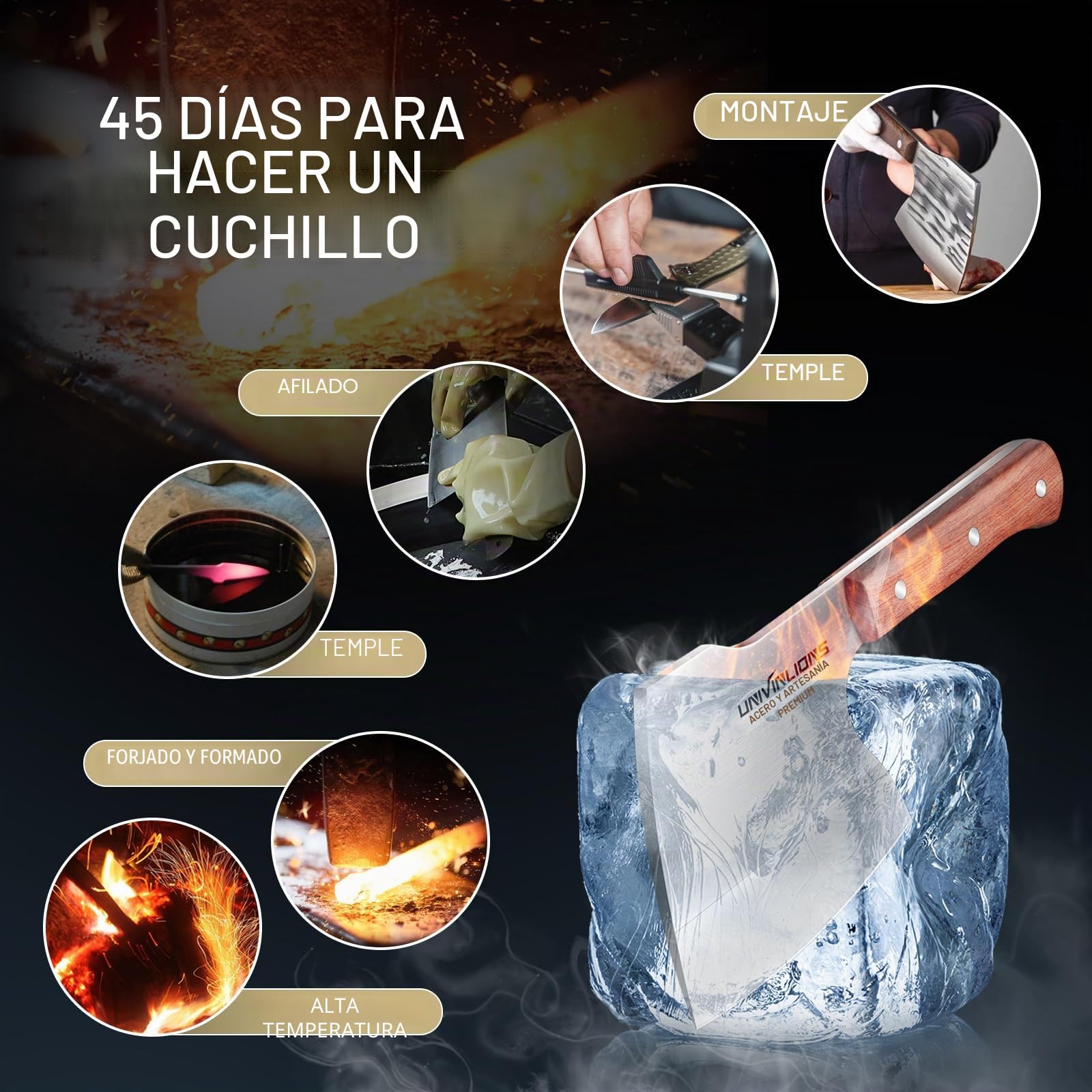Cuchillo Carnicero Japonés Para Carne Y Huesos, Espiga Completa Cuchillo De Cocina, Hacha De Cocina Forjado A Mano, Cuchillo De Carnicero Para Cocina Camping Barbacoa
