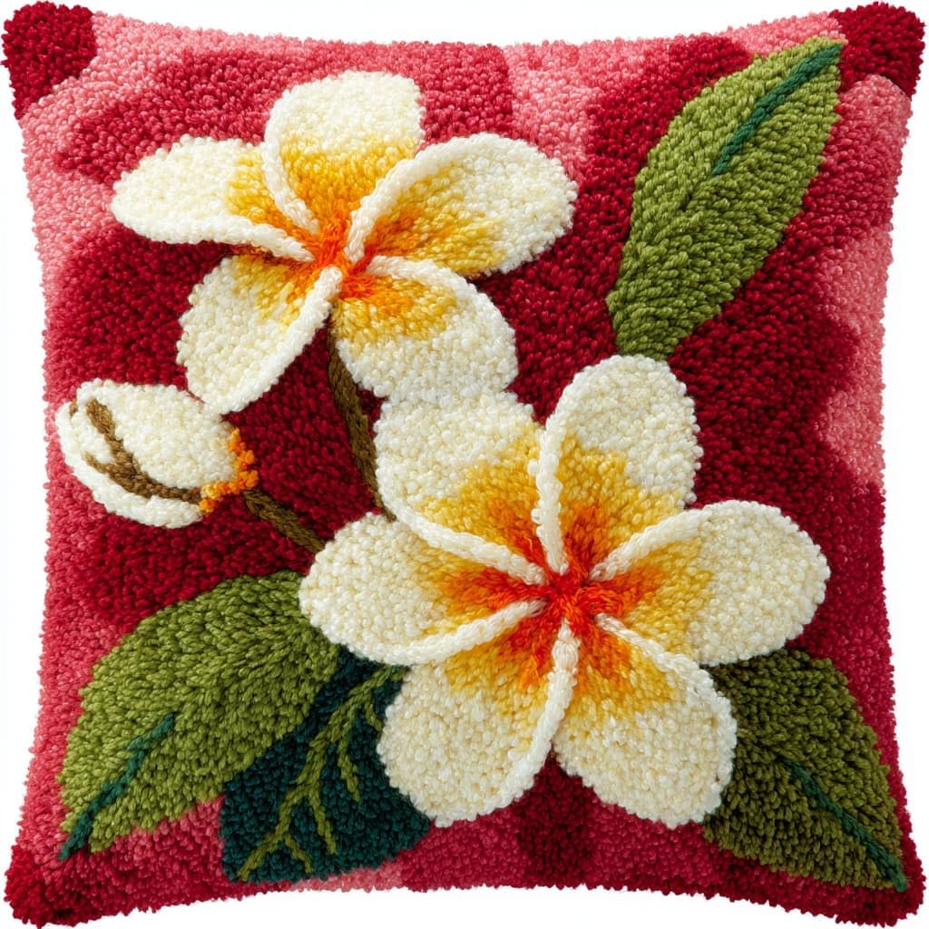 WallustrioaW DIY Latch Hook Cushion Kits,Frangipani