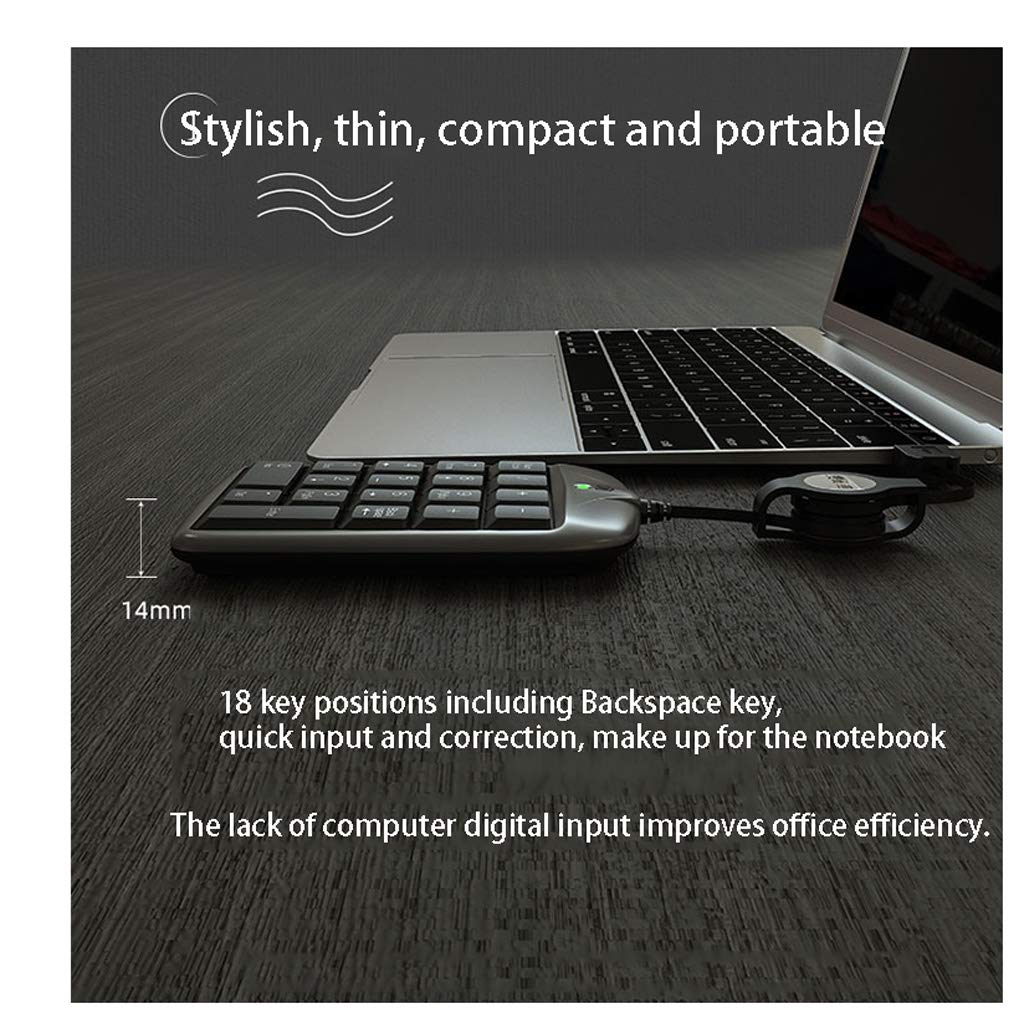 ARCH Mini Tastiera Numerica, Tastiera Portatile Computer Ergonomica, USB Telescopica Cavo for Il Settore Bancario, Registratore di Cassa, Contabilità
