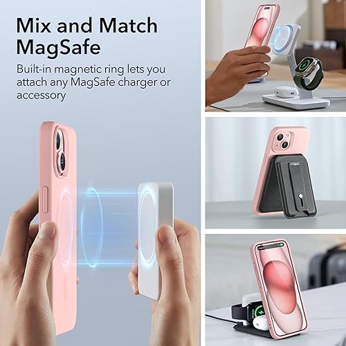 Vista 78 de ESR Funda para iPhone 15 Pro Max, compatible con MagSafe, de grado militar, negro transparente