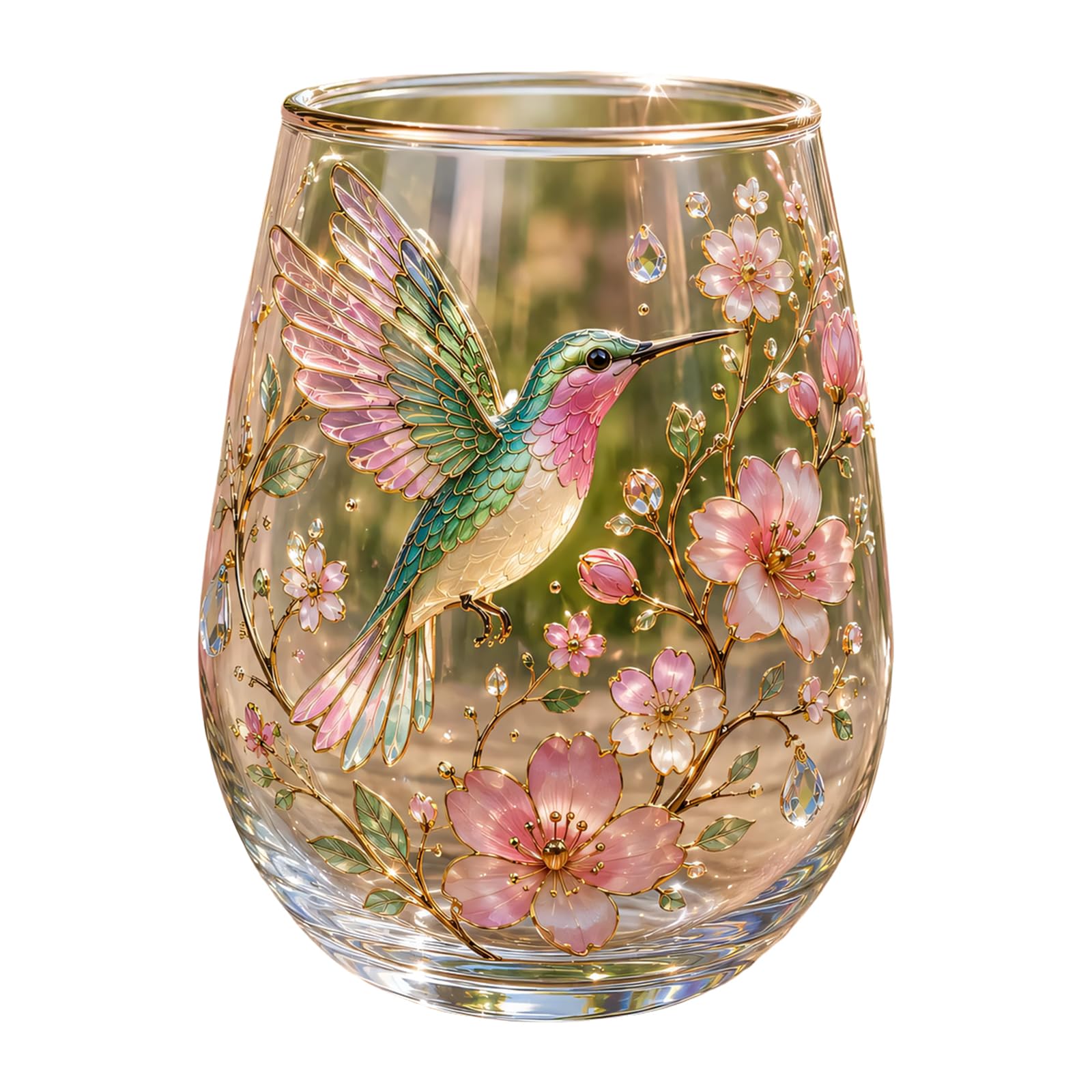 Nucelit Nature Inspired Glass Cup with Detailed Hummingbird Art Perfect for Outdoor Enthusiasts Heat Glass