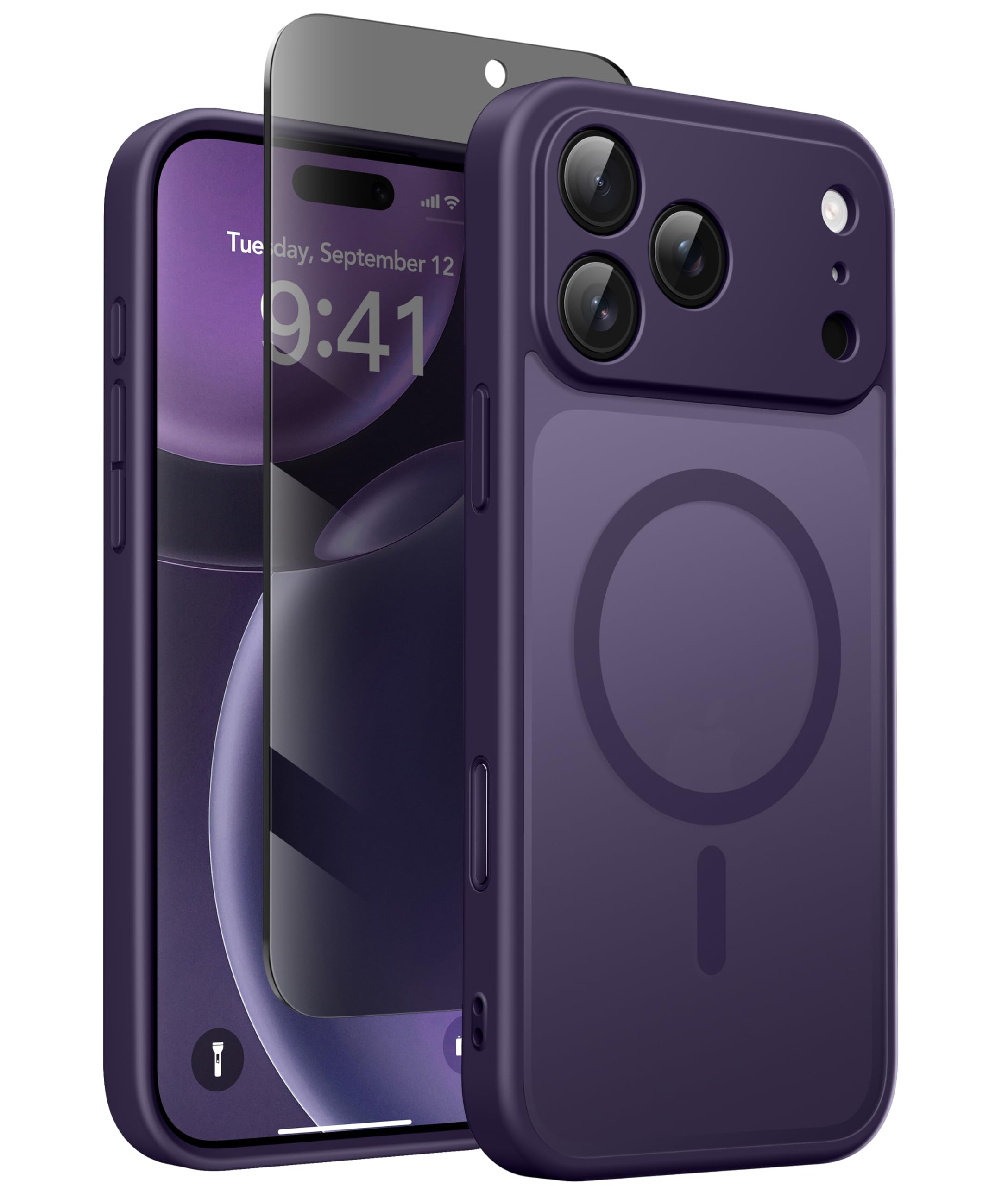 GOLBINBOX Matte Hülle für iPhone 17 Serie mit 1x Sichtschutz