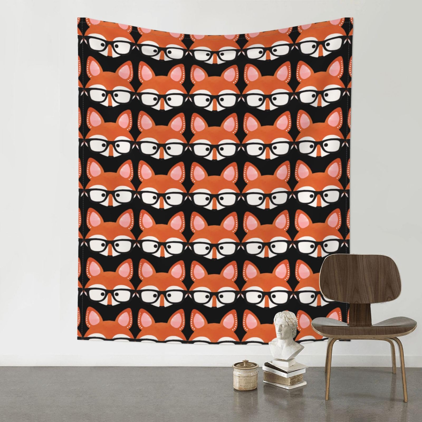 YYHWHJDE Cartoon fox head Prints 60x51in Wall Tapestry – High-Grade Polyester Throw for Dorm, Beach & Home Decor