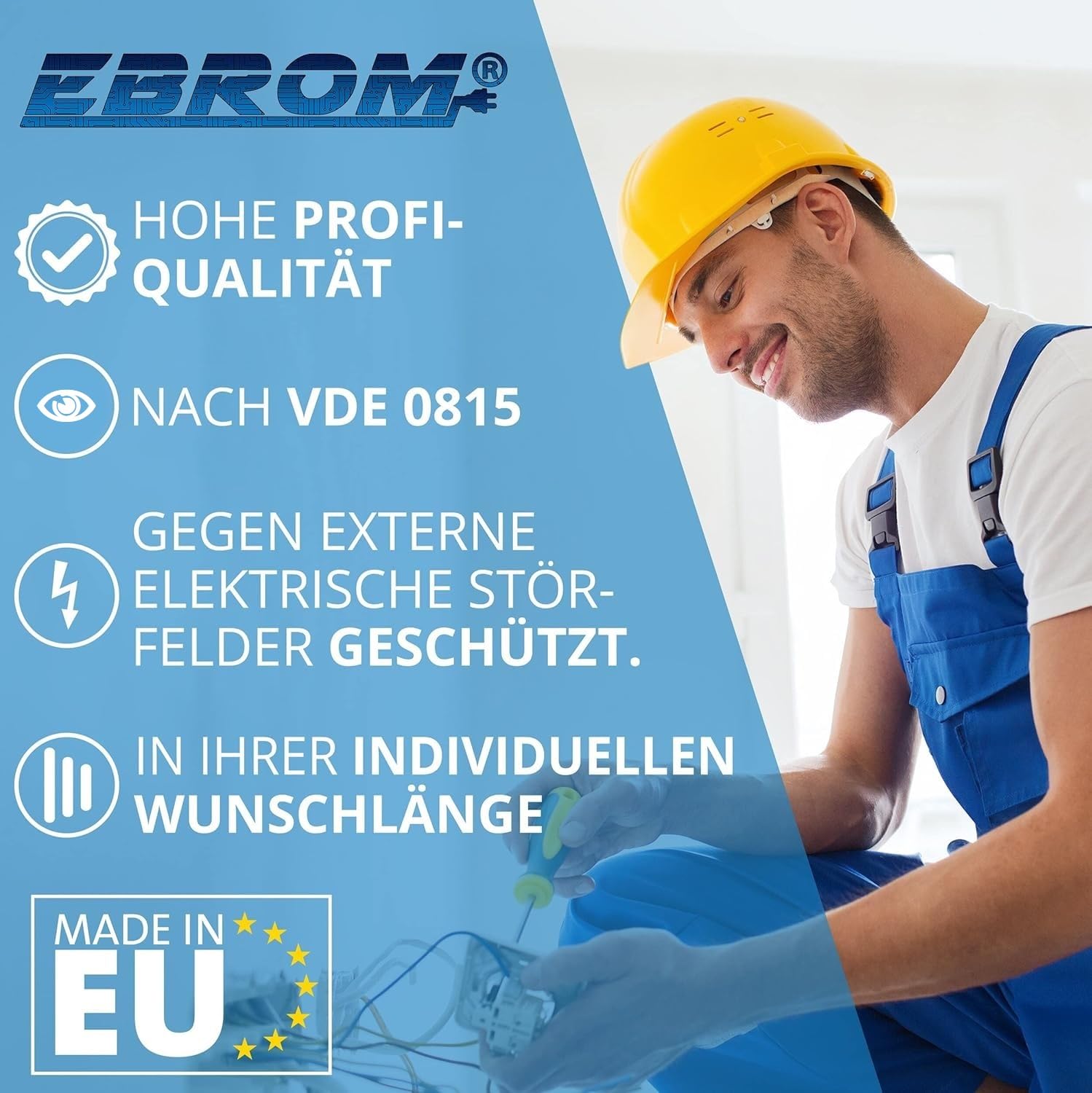 EBROM 100 Meter J-Y(St) Y Fernmeldeleitung - Fernmeldekabel - Telefonkabel - Telefonleitung J-Y(St) Y 4x2x0,8 mm 100 m