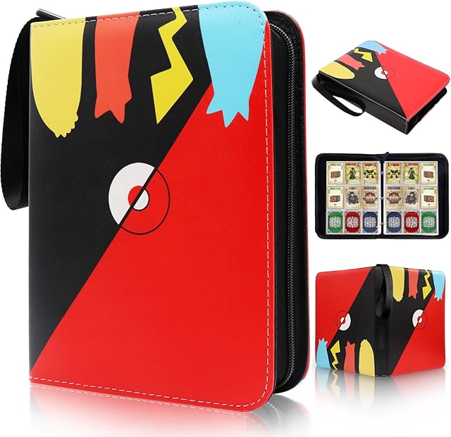 Card Binder, 9-Pocket Trading Card Album Fit 720 Cards PU Leather Card Folder with 40 Removable Sleeves & Zipper As Gifts for Boys Girls