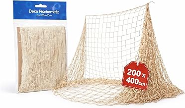 Fishing Net for Maritime Decoration - Decorative Net Natural 200 × 400 cm - Coastal & Beach Style Rope Net for Wall, Party & Shop Window