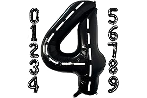 40 Inch Race Car Black Number 4 Balloon for 4th Birthday Monster Truck Theme