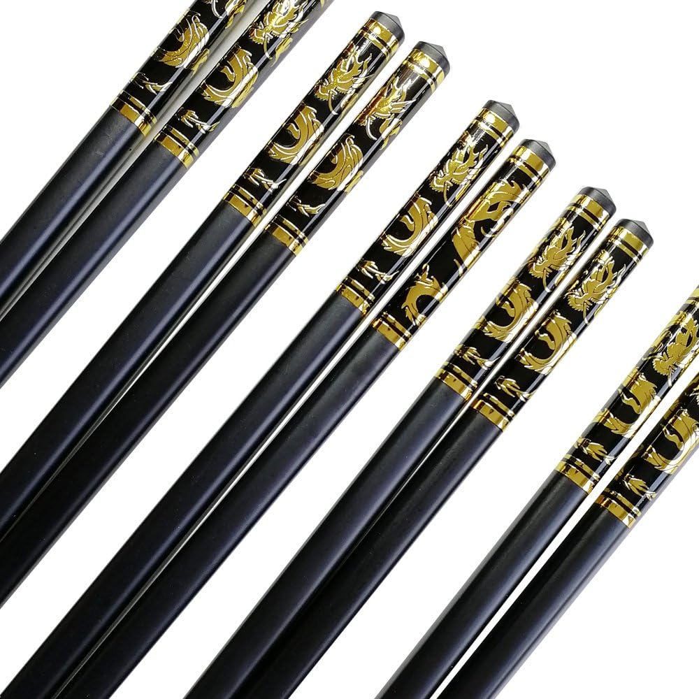 Fiberglass Chopsticks.5 Pairs Reusable Luxury Safe Chopstick.Wooden Chopsticks