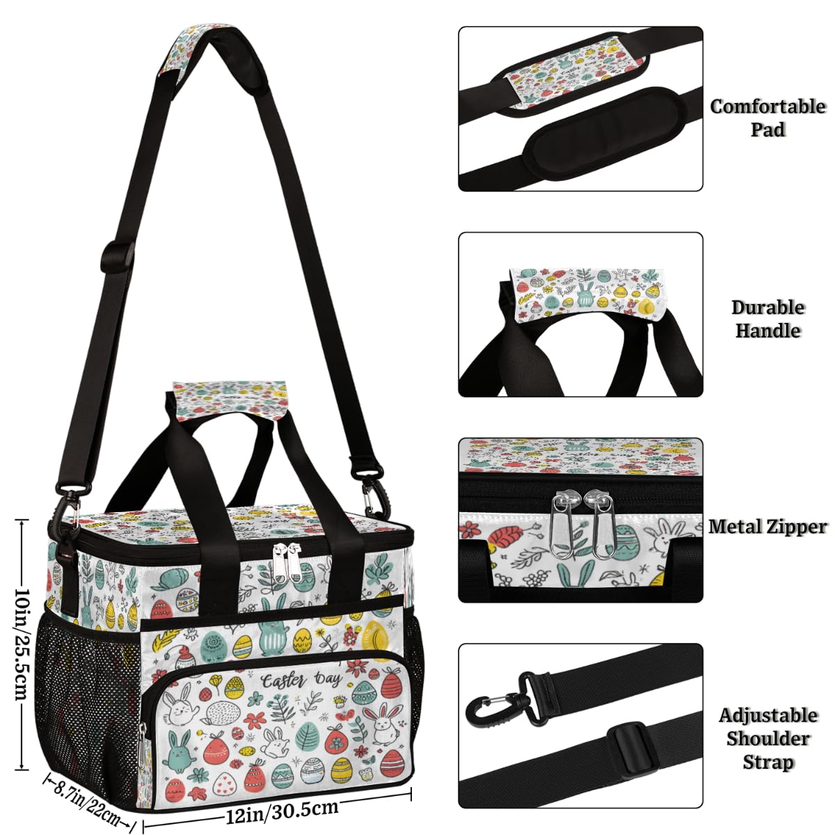 Eggs Insulated Picnic Backpack Lunch Box for Women Men Picnic Basket Tote Lunch Bag Picnic Bag Portable Lunch Bags for Picnic, Beach, Work, Trip,Office, Camp Easter Day