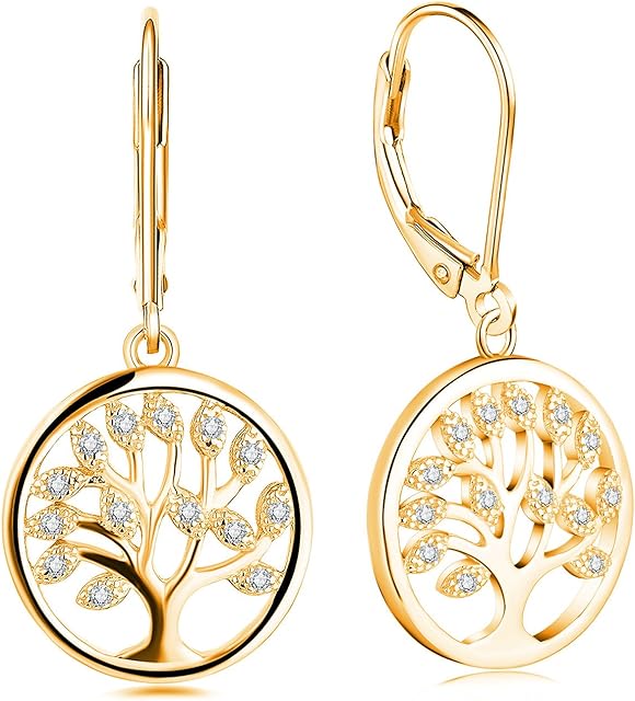 JO WISDOM Women Earrings,925 Sterling Silver Family Tree of Life Drop & Dangle Earrings