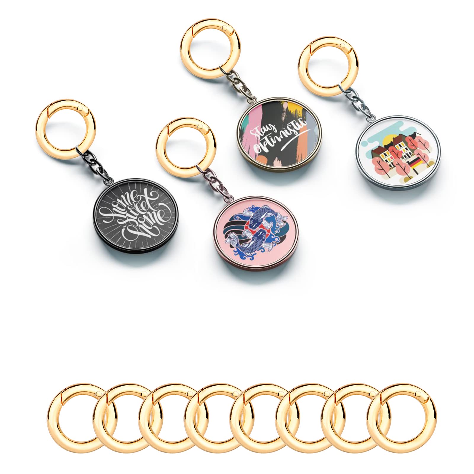 Ini Ousqueton Rond,Delaan Boucle Anneau Porte Clé En Alliage De Zinc Rond Ousqueton Snap