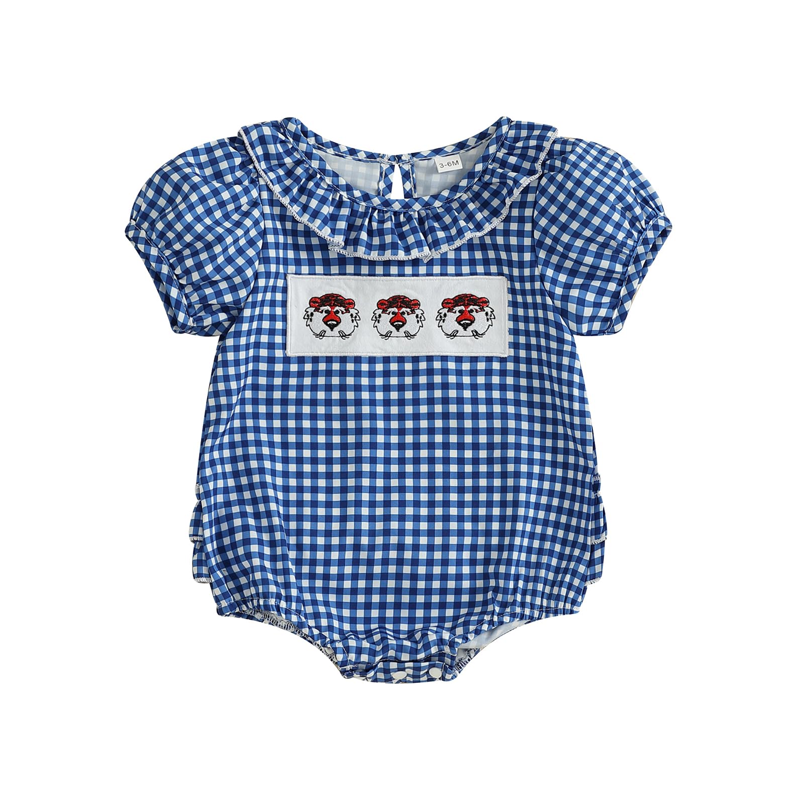 ZyHwShine Baby Girl Football Outfit Infant Football Embroidery Bubble Romper Smocked Onesie Newborn Football Summer Clothes
