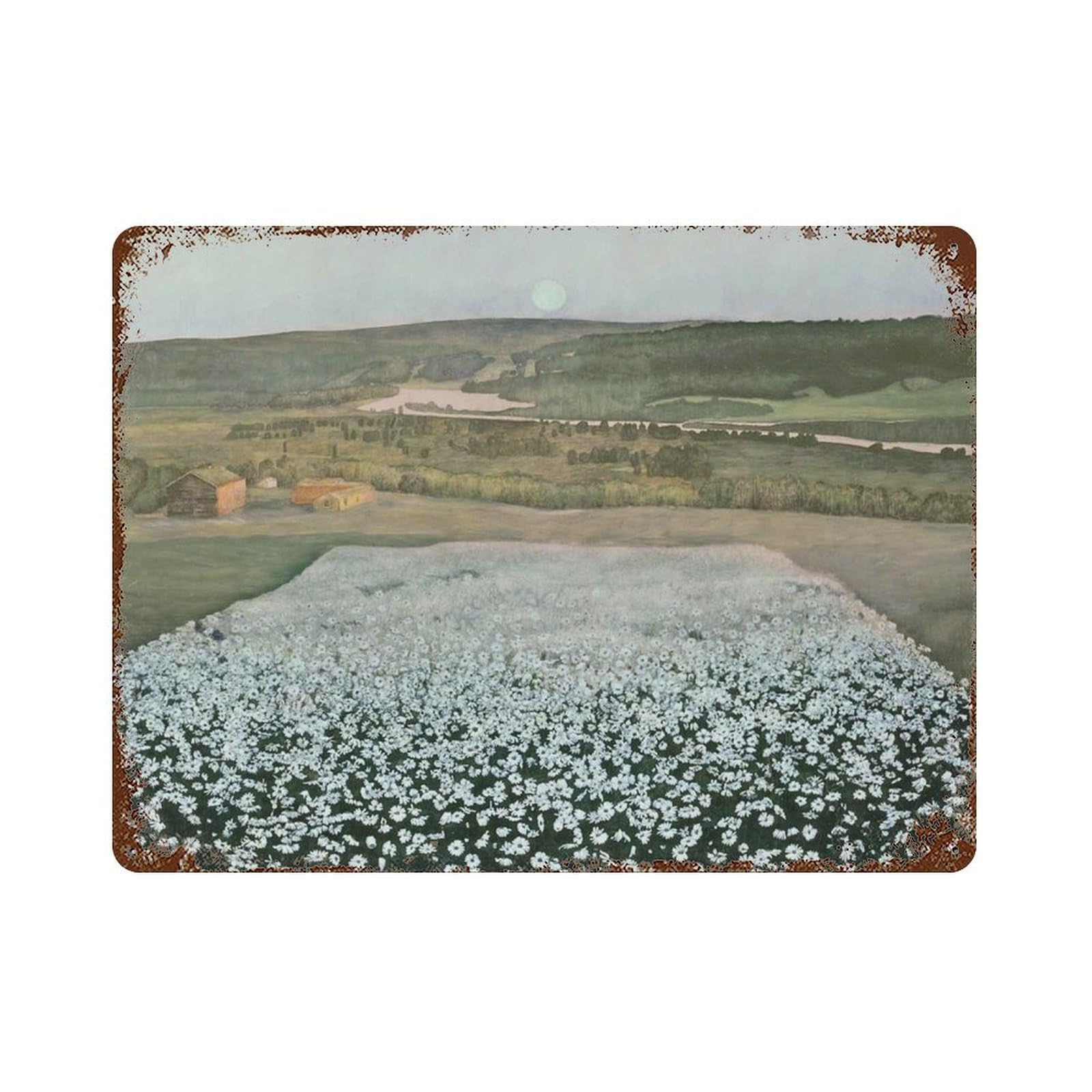 xiaoxiaoshen Wildflower Field Oil Painting, Vintage Painting Wall Decor Art Metal Tin Poster Modern Home Decor Art Home Bar Shop Decorations Vintage Sign 30x40cm