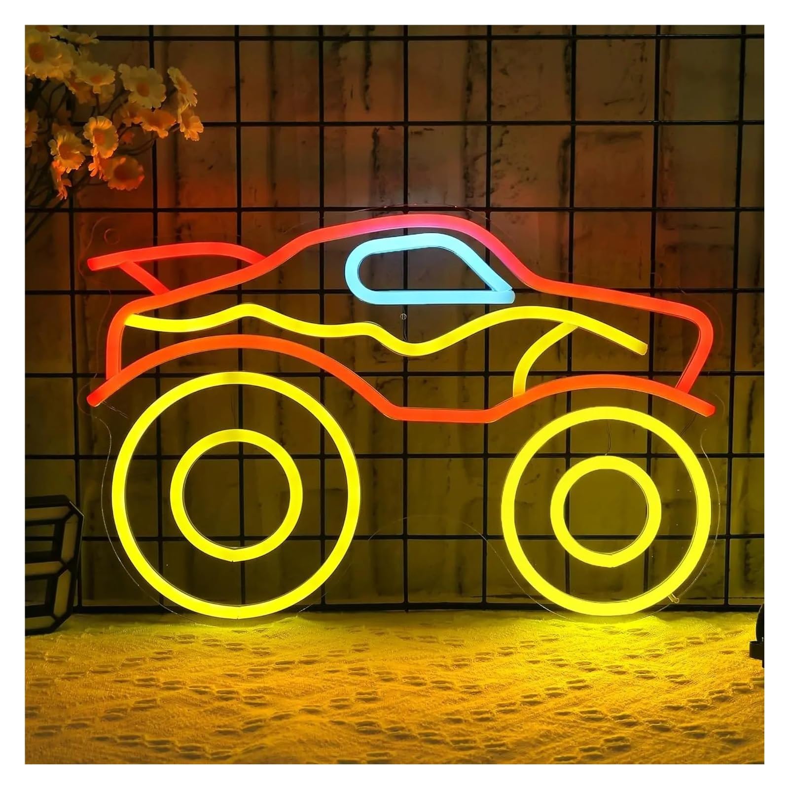 SHOUXI Sign Lamp Monster Truck Neon Light USB Dimmable Sign for Bedroom Living Room Game Room Man Cave Home Decoration 38.7х25.4cm