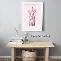 Vista 5 de Botella de champán rosa Chinoiserie Bar Cart Print Champagne Wall Art Retro Cocktail Poster Coquette Room Decor Femenino Preppy impresiones