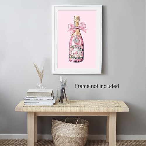 Miniatura 5 de Botella de champán rosa Chinoiserie Bar Cart Print Champagne Wall Art Retro Cocktail Poster Coquette Room Decor Femenino Preppy impresiones