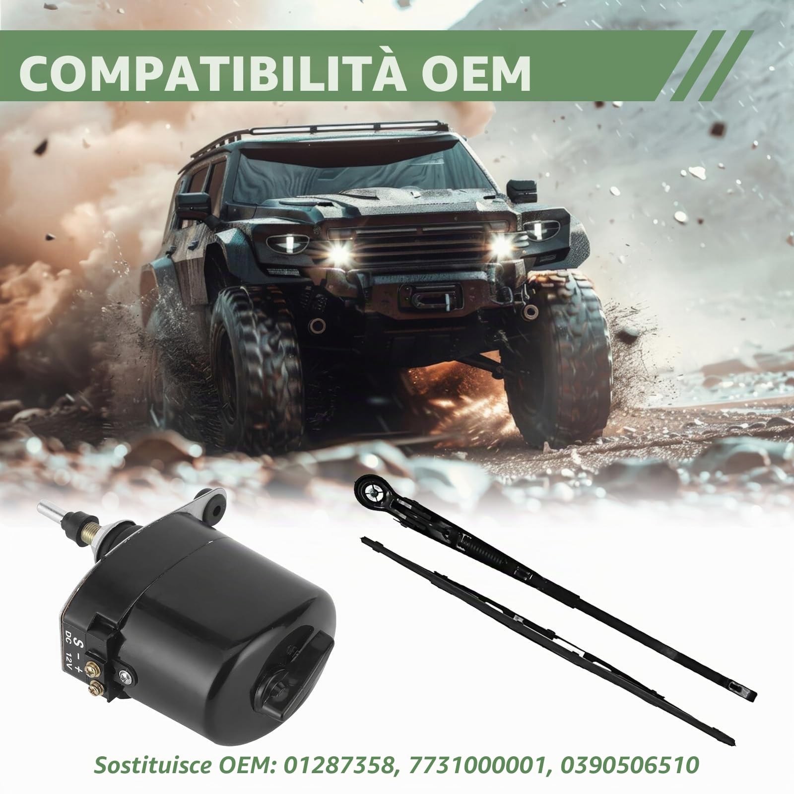 Motorino Tergicristallo, 12V Motorino Tergicristallo Universale Motore Spazzola Tergicristallo 105° con Spazzola e Braccio per Motore Tergicristallo Trattore