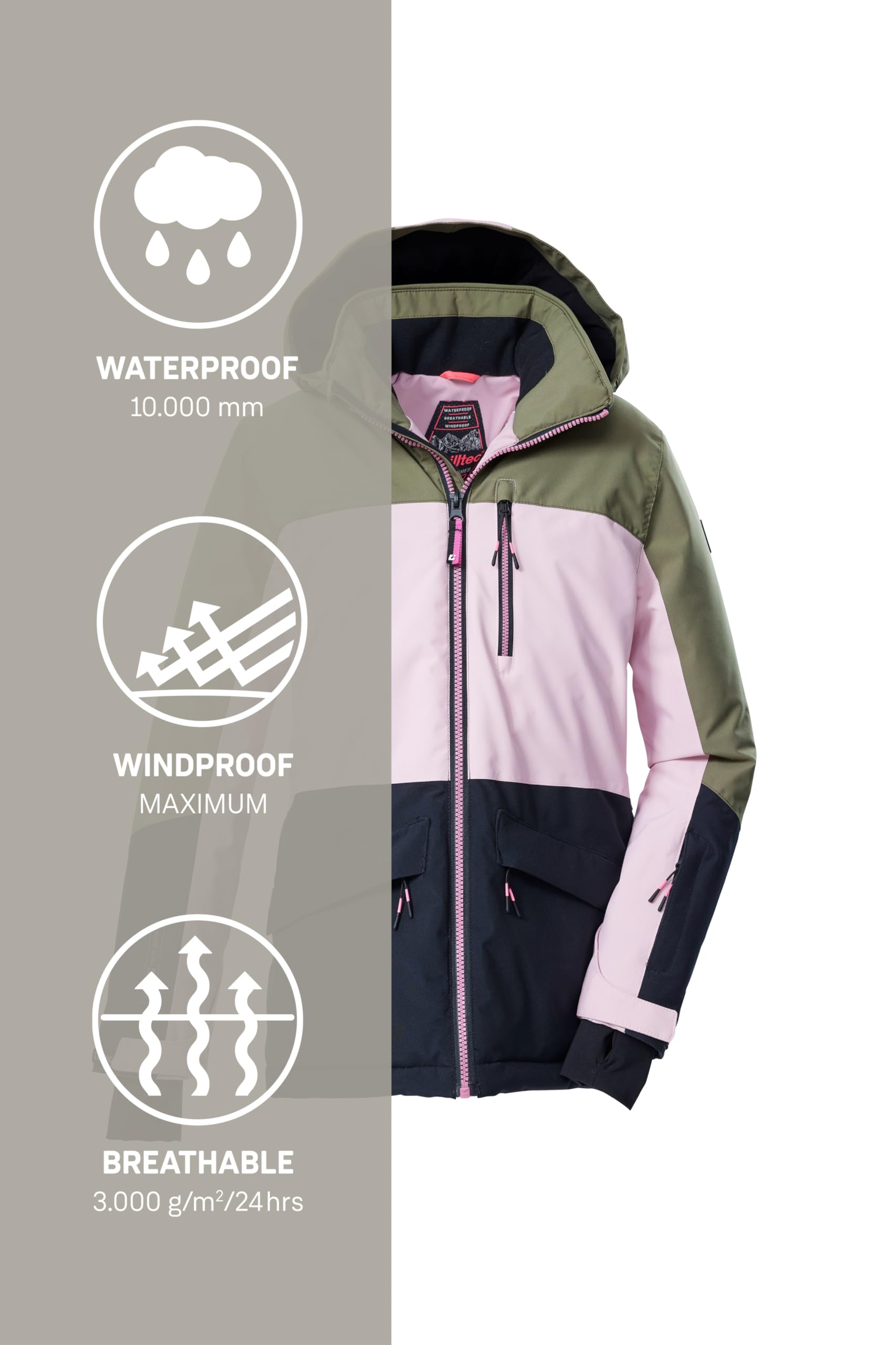 Killtec KSW 208 Chaqueta de esquí para niñas con capucha y protección contra la nieve