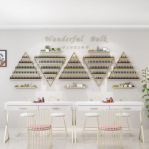 Estante de exhibición de esmalte de uñas de metal montado en la pared, soporte de almacenamiento de botellas de esmalte de uñas triangular,