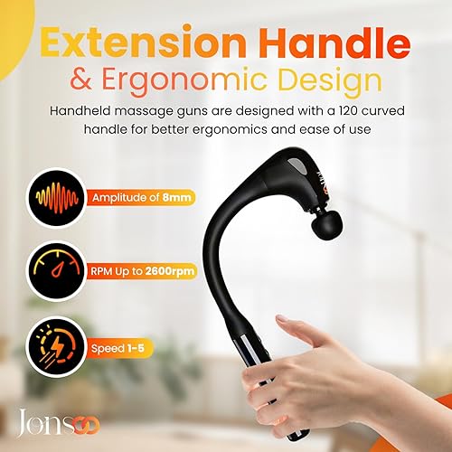 Miniatura 5 de Pistola de masaje con mango de extensión mejorado, martillo masajeador de percusión para espalda, cuello, hombros, cintura, piernas, alivio del