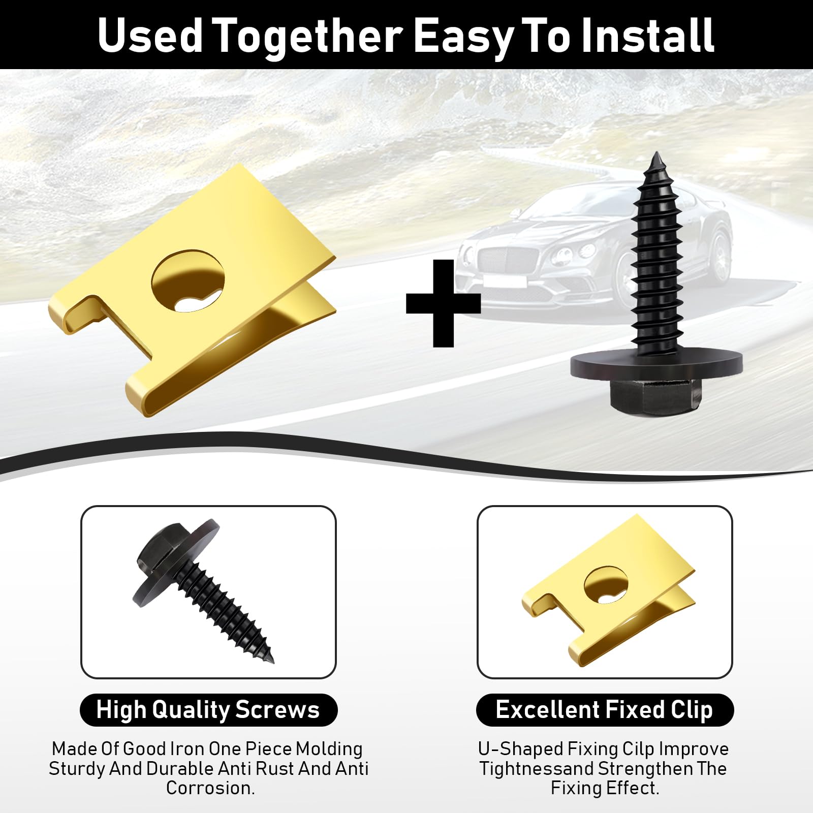 Kit 120 Pièces U Clips Et Vis Carrosserie - Agrafes Métal Universelles Pour Garde-Boue Et Protection Voiture