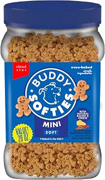 Buddy Softies Soft & Chewy Dog Treats, Bacon & Cheese, 20 oz. Jar