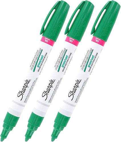 Sharpie Marcador de pintura a base de aceite, punta media, tinta verde, paquete de 3