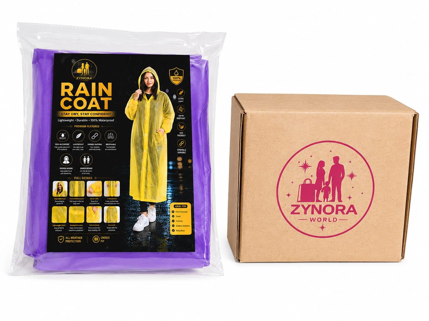 Premium Waterproof Rain Coat with Hood for Men & Women|Lightweight for Outdoor & Travel Use| Windproof and Quick-Dry Monsoon Protection (Pack-image-42
