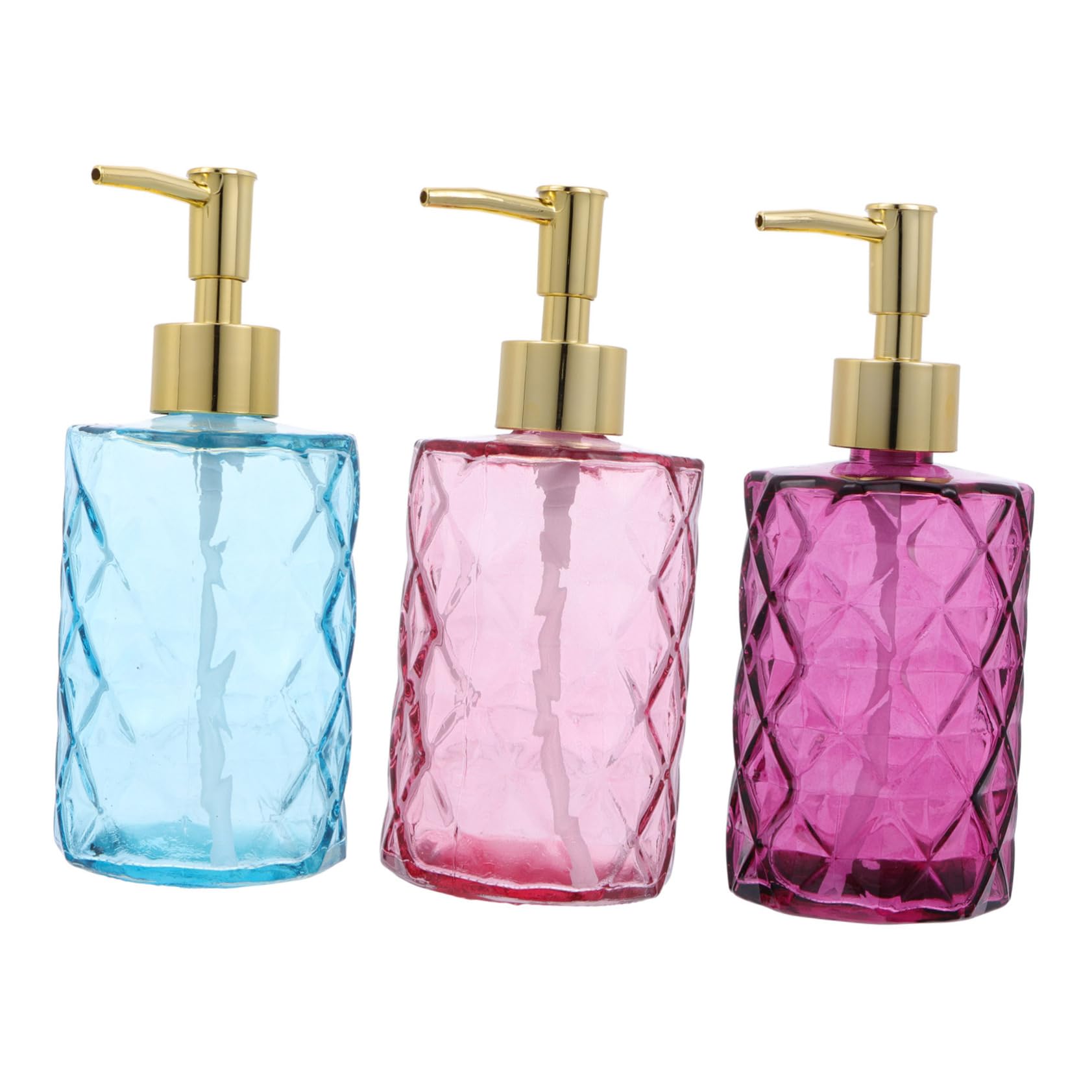 3piezas Botellas De Vidrio con Pulsador Botella Dispensadora De Gel De Ducha Vacía para Baño Sala De Estar