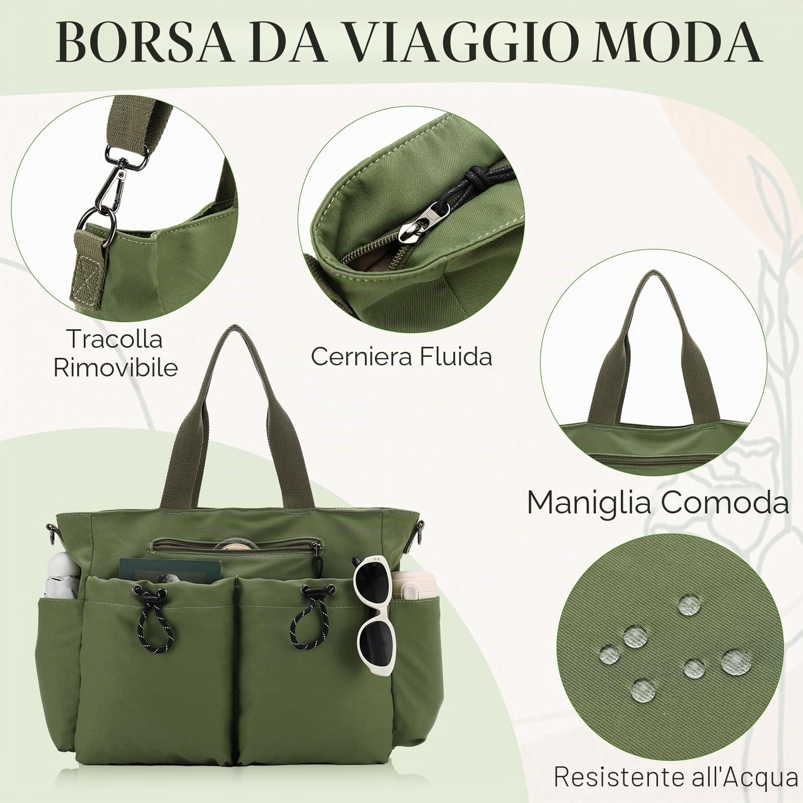VX VONXURY Tote Bag Donna Grande Borsa a Tracolla da Lavoro con Multiple Tasche Crossbody Shopping Bag Messenger per Università Scuola Viaggio Bagno