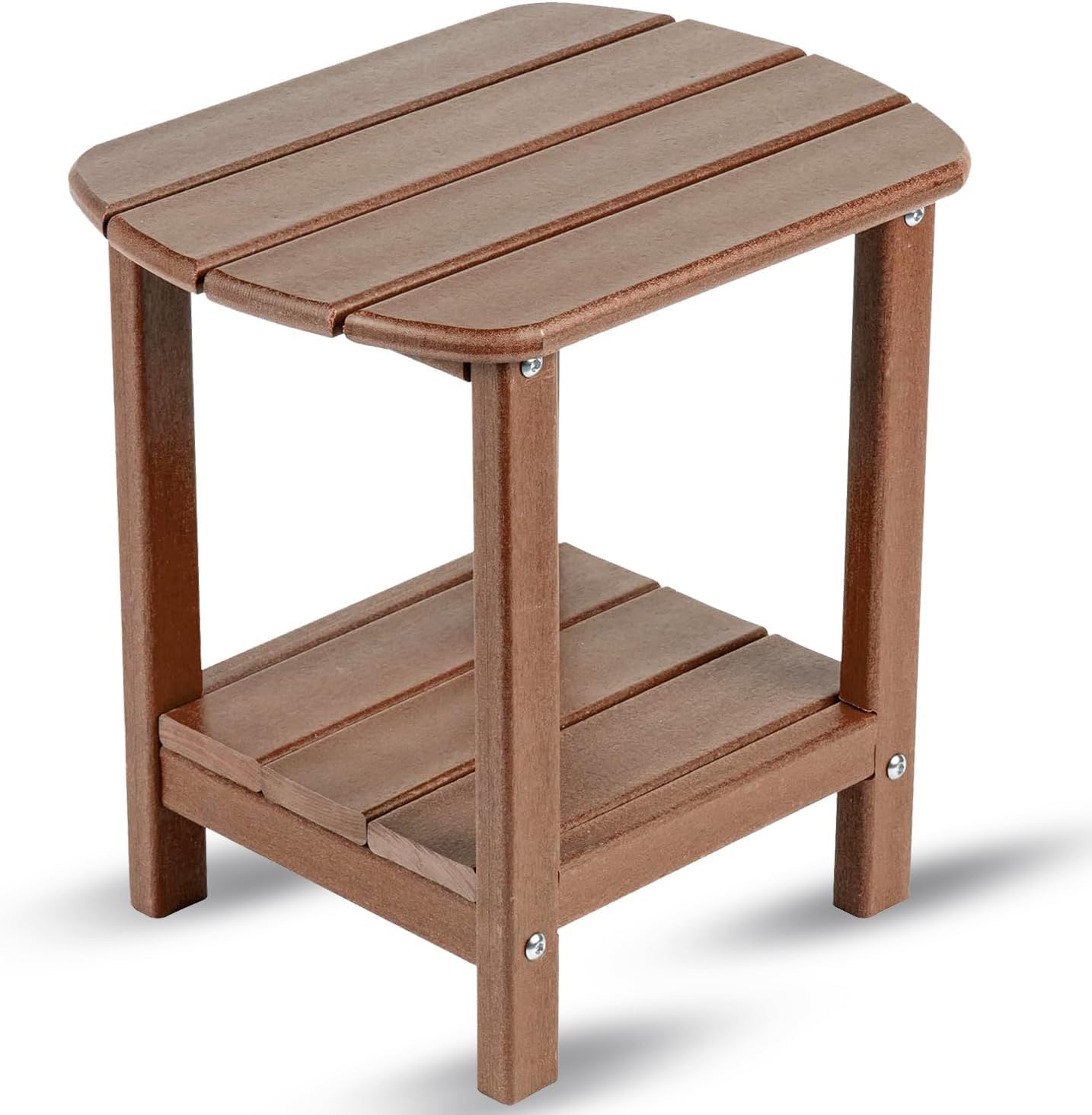 Adirondack Outdoor Side Table - 16.5" Square 2-Tier Patio Table with Weatherproof HDPE Material | All-Weather, Low Maintenance Furniture for Poolside, Porch, Deck